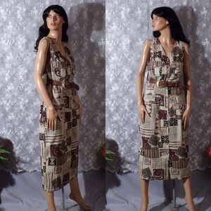 Vintage 90s Dress 1990s Boho Retro Hippie Summer Hipster Artsy Size Medium